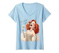 Donna Divas Vintage Maglietta con Collo a V