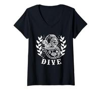 Donna Diver dicendo Scuba Sea Lover Design Maglietta con Collo a V