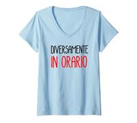 Donna diversamente in orario Maglietta con Collo a V