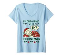Donna Divertente 6-7 Meme STO Sognando Un 67 Marciume del Cervello di Natale Maglietta con Collo a V