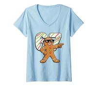 Donna Divertente 6 7 Six Seven 67 Meme Gingerbread Man Christmas Maglietta con Collo a V
