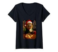 Donna Divertente 67 Capybara Six Seven Ironic Christmas Cookie Meme Maglietta con Collo a V
