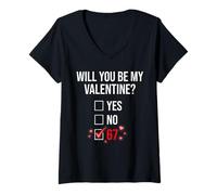 Donna Divertente 67 Meme Will You Be My Valentine Checklist Graphic Maglietta con Collo a V