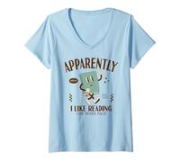 Donna Divertente a Quanto pare, Mi Piace Leggere Il Lettore Maglietta con Collo a V