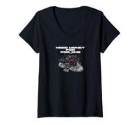 Donna Divertente abbigliamento per appassionati di auto - "Need Money for Por_che" Maglietta con Collo a V
