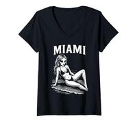 Donna Divertente Alien Bikini Modello Miami Estate Vacanza Spiaggia Maglietta con Collo a V