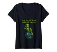 Donna Divertente alieno Vibing on Earth UFO Meme Uomini Donne Bambini Maglietta con Collo a V