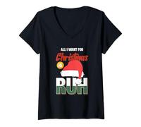 Donna Divertente all I Want for Christmas Is Ruh Renna Shirt Maglietta con Collo a V
