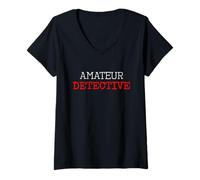Donna Divertente amatoriale Detective crimine TV Binge-Watching Fidanzato Maglietta con Collo a V