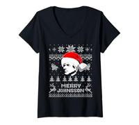 Donna Divertente Andrew Presidente Johnson Natale Vacanze Umorismo Maglietta con Collo a V