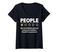 Donna Divertente Anti-Sociale Persone Valutazione a Una Stella Meme Sarcasmo Umorismo Maglietta con Collo a V