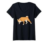 Donna Divertente arte del cane Shiba Inu per cani mamme e papà Maglietta con Collo a V