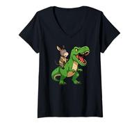 Donna Divertente asino dinosauro Trex Zoo amante degli animali ragazzi ragazze bambini Maglietta con Collo a V