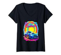 Donna Divertente auto colorata con design arcobaleno Scissor Me Timbers Maglietta con Collo a V