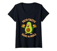 Donna Divertente Avocado Guacamole Talpa Tacos Messico Texas Tex Mex Maglietta con Collo a V