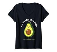 Donna Divertente Avocado Inflazione Tariffe Uovo Scherzo Messico Maglietta con Collo a V