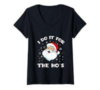 Donna Divertente Babbo Natale Lo Faccio per Il Babbo Natale di Natale Maglietta con Collo a V