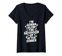 Donna Divertente Bagno Detto Blow The Up Dopo Cena Bavaglio Donne Uomini Maglietta con Collo a V