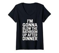 Donna Divertente Bagno Detto Blow The Up Dopo Cena Bavaglio Donne Uomini Maglietta con Collo a V