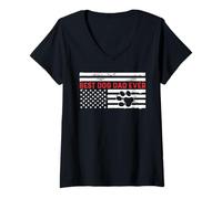 Donna Divertente bandiera americana per la festa del papà, per la festa del papà, con scritta in lingua inglese Maglietta con Collo a V