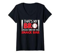 Donna Divertente Baseball Brother That's My Bro Here for Snack Bar Maglietta con Collo a V