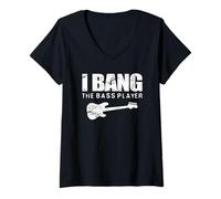 Donna Divertente bassista moglie bassista fidanzata band groupie camicia Maglietta con Collo a V