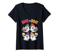 Donna Divertente BBBE o Boo Ghost Halloween Carnivoro Dieta Low Carb Maglietta con Collo a V