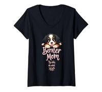 Donna Divertente Berner Mamma Cane Bernese Montagna Mama Humor Citazione Maglietta con Collo a V
