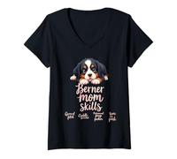 Donna Divertente Berner Mamma Cane Bernese Montagna Mama Humor Citazione Maglietta con Collo a V