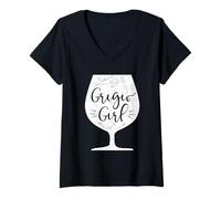Donna Divertente Bianco Vino Bevitore Pinot Grigio Maglietta con Collo a V