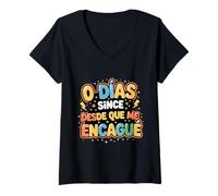Donna Divertente Bilingue Spanglish 0 Giorni Humor Maglietta con Collo a V