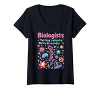 Donna Divertente Biologia Scherzi Scuola Soggetto Biologo Insegnante di Scienze Maglietta con Collo a V