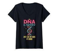 Donna Divertente Biologia Scherzi Scuola Soggetto Biologo Insegnante di Scienze Maglietta con Collo a V