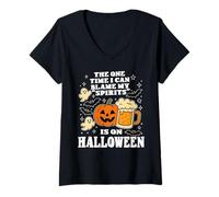 Donna Divertente birra di Halloween - The One Time I Can Blame My Spirits Maglietta con Collo a V