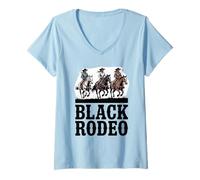 Donna Divertente Black Rodeo Detto Cowgirl Power Horse Queen Donne Uomini Maglietta con Collo a V