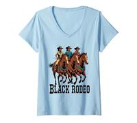 Donna Divertente Black Rodeo Detto Cowgirl Power Horse Queen Donne Uomini Maglietta con Collo a V