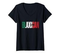 Donna Divertente Blaxican Detto Afro Latino Messicano Orgoglio Donne Uomini Maglietta con Collo a V