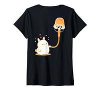Donna Divertente Boba Bubble Milk Tea Is Rabbit Bunny Fuel Art sul Retro Maglietta con Collo a V