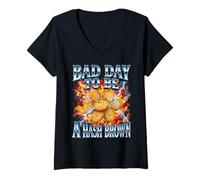 Donna Divertente Bootleg Bad Day To Be A Hash Brown Maglietta con Collo a V