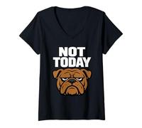 Donna Divertente Bulldog Grumpy Dog antisociale Non Parlare con Me Maglietta con Collo a V