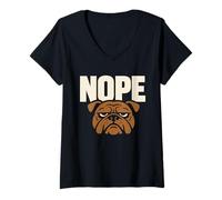 Donna Divertente Bulldog Grumpy Dog antisociale Non Parlare con Me Maglietta con Collo a V