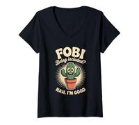 Donna Divertente Cactus dicendo Nah Sono Un Buon Umorismo introverso Donne Uomini Maglietta con Collo a V