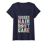 Donna Divertente Calcio Capelli Non Care Gioca Club Coach Bambini Gioco Maglietta con Collo a V