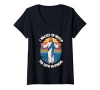 Donna Divertente camicia Cristiana Gesù | I WALKED ON WATER YOU TRIPPIN Maglietta con Collo a V