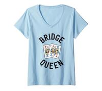 Donna Divertente camicia da bridge per donna Bridge Queen Player, regalo per mamma Maglietta con Collo a V