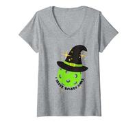 Donna Divertente Camicia da Strega con Scritta I Serve Wicked Dinks per Halloween Maglietta con Collo a V