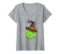 Donna Divertente Camicia da Strega con Scritta I Serve Wicked Dinks per Halloween Maglietta con Collo a V