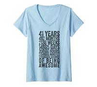 Donna Divertente Camicia per 41° Compleanno Old Meter Divertente 41 Anni Regali Maglietta con Collo a V