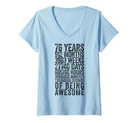 Donna Divertente Camicia per 76° Compleanno Old Meter Divertente 76 Anni Regali Maglietta con Collo a V