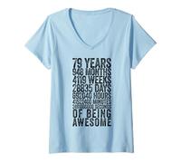 Donna Divertente Camicia per 79° Compleanno Old Meter Divertente 79 Anni Regali Maglietta con Collo a V